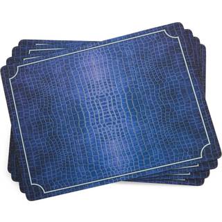 Pimpernel Blue Croc Leather Collection Placemats | S?t af 4 | Varmebestandige m?tter | Cork-st?ttet bestyrelse | H?rdt placemat s?t til spisebord