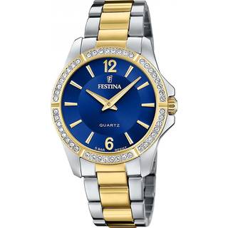 Festina Mademoiselle dameur bicolour med blå skive og krystaller