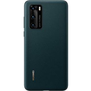 Original Huawei P40 PU Cover - Sort m. Grønt Skær