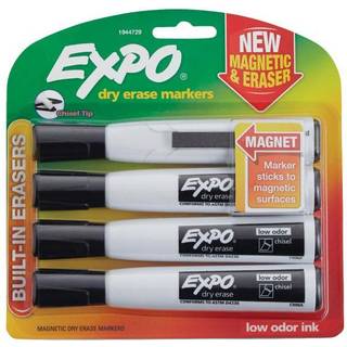 Expo 1944729 Magnetisk t?r sletningsmark?r mejsel tip sort 4/pakke