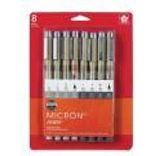 SAKURA Pigma Micron Fineliner-penne - arkivgråt blekk, 8 penne - i forskellige størrelser til skrivning, tegning og dagbogsskrivning