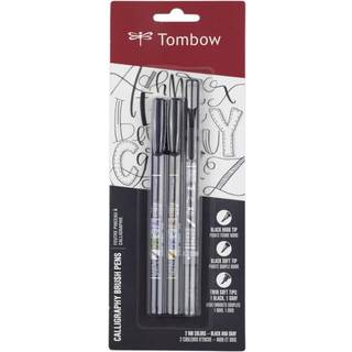 Tombow 62039 Fudenosuke Brush Pens 3-Pack. Soft Hard- og Twin Tip -mark?rer til kalligrafi og kunsttegninger