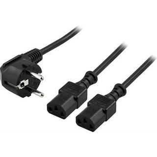Apparat strømadapter Y-split kabel (1x Schuko Type F 2x C13) | 3 | PRIS-MATCH
