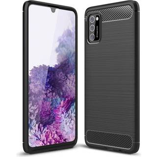 Samsung Galaxy A03s Tech-Protect Fleksibelt Plastik Carbon Bagside Cover - Sort