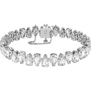 Millenia Tennis Armband, Tropfenschliff, Weiß, Rhodiniert