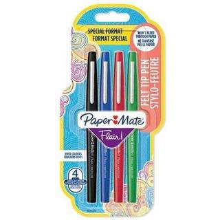 Paper Mate Flair Felt Tip Pens | Medium spids (0,7 mm) | Forskellige farver | 4 styk