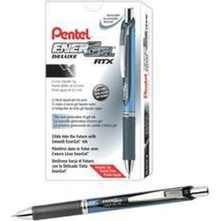 Pentel Energel Deluxe RTX Udtrækkelig flydende gelpenne Fin punkt 0,5 mm 54% genanvendt blå tønde sort blækpakke med 12 kuglepenne