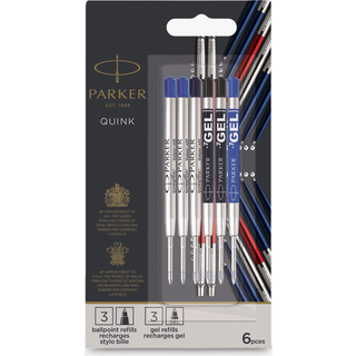 Parker Jotter London kuglepen og Gel Pen Refill Discovery pakke: 3 Quinkflow Refiller til kuglepenne & 3 Quink Gel Refiller