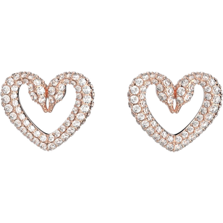 Swarovski Una Rose Gold Swan Heart Earrings