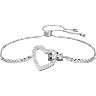 Lovely Armband, Herz, Weiß, Rhodiniert