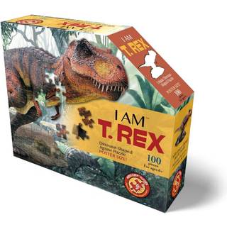 E11EVEN LLC MADD CAPP PUZZLES Jr. - I AM T -Rex - 100 stykker - Animal Shaped Jigsaw Puzzle (884014)