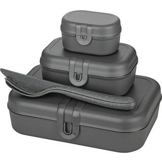 Koziol Pascal Ready Set 3x madkasse og bestik Nature ash grey