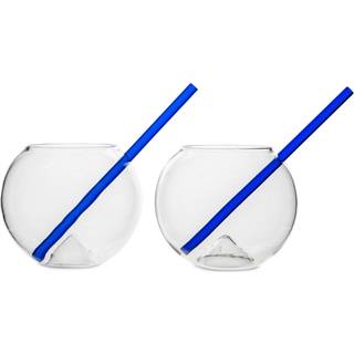 Byon Glas med sugerør Magaluf 2-pak Clear/blue One Size
