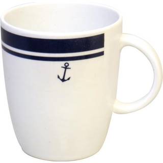 Kaffe/tekopper i melamin 1852-Marine Non-slip, hvid/blå, 32 cl / 320 ml, 6-pak