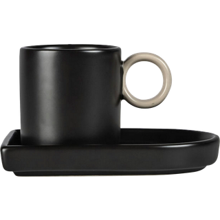 Byon Niki espressokop med underkop Black/Beige