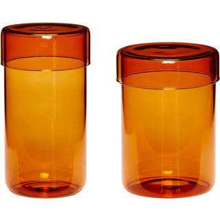 Opbevaringsglas 2pc m låg Ravgul