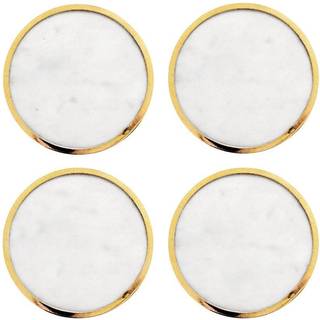 Hilke Collection Hilke Collection coasters 4-pak Hvid marmor/Solid messing