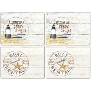 Pimpernel Coastal Signs Collection Placemats | S?t af 4 | Varmebestandige m?tter | Cork-st?ttet bestyrelse | H?rdt placemat s?t til spisebord | M
