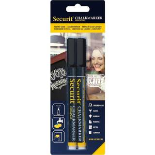 Securit kridt marker 1-2mm, sæt a 2 sorte