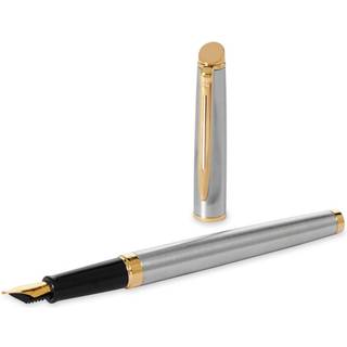 Waterman Hémisphère fyldepen | Rustfrit stål med 23k guldbeklædning | Mellem Nib | Blåt blæk | Gaveæske