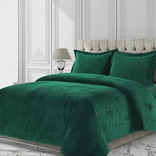Tribeca Living Veniceduvet Venice Velvet Oversized Solid Duelt Set King Emerald Green