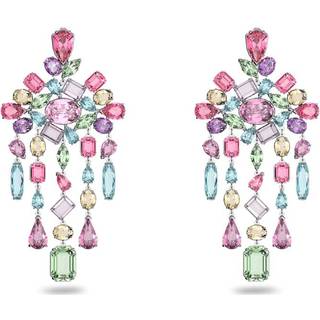 Gema Ohrclips, Verschiedene Schliffe, Chandelier-Ohrringe, Extralang, Mehrfarbig, Rhodiniert