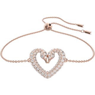 Swarovski Una Rose Gold Swan Heart Bracelet - Adjustable