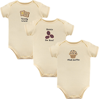 R?rt af Nature Unisex Baby Organic Cotton Bodysuits Muffin 3-Pack 0-3 m?neder