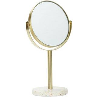 Hübsch Pamper Bordspejl - ø18xh32cm - messingfarve/terrazzo