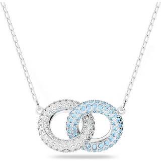 Dextera Halskette, Pavé, Verflochtene Ringe, Blau, Rhodiniert