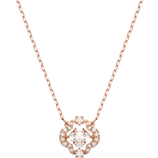 Swarovski Sparkling Dance Halskette, Glücksklee, Weiß, Roségold-Legierungsschicht