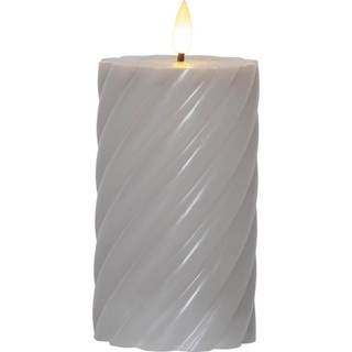 LED Bloklys Flamme Swirl 7,5 x 15 cm med timer - Grå