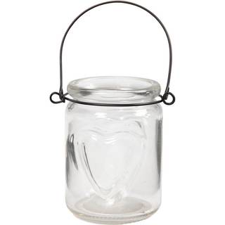 Elegant Glaslanterne med Hjerte-relief - 12 stk.