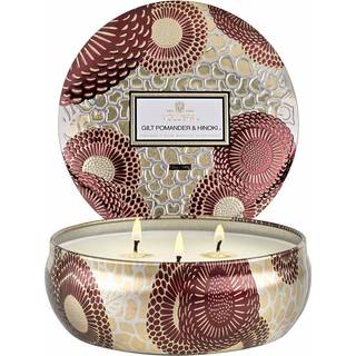 Voluspa 3-Wick Candle Decorative Tin Gilt Pomander & Hinoki 340g