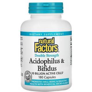 Natural Factors – Acidophilus & Bifidus Dobbelt Styrke 180 Kapsler