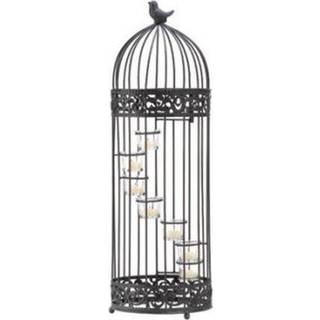 Koehler Home Decor Gave Accent Glass Birdcage trappe Metal Tealight Candle Holder Stand