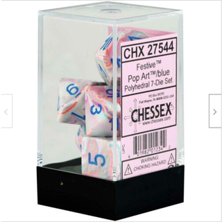 Festive Pop Art with Blue Dice Set - Rollespilsterninger - Chessex