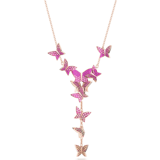 Idyllia Lilia Y-Halskette, Schmetterling, Rosa, Roségold-Legierungsschicht
