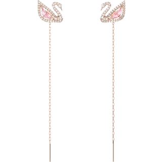Dazzling Swan Drop-Ohrhänger, Schwan, Rosa, Roségold-Legierungsschicht