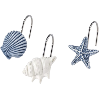 Avanti -senget?j - Bruserforh?ng Hooks Beach Inspireret badev?relsesindretning s?t af 12 (abstrakt kystopsamling)