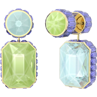 Orbita Drop-Ohrhänger, Asymmetrisches Design, Oktagon-Schliff, Mehrfarbig, Goldlegierungsschicht
