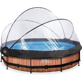 Wood pool ø360x76cm med dome og filterpumpe - Exit