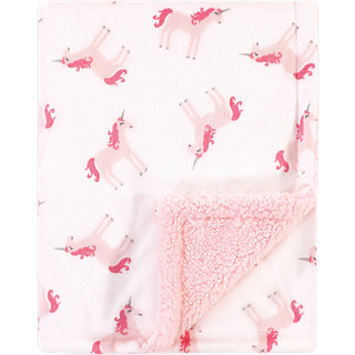 Hudson Baby Unisex Baby Plush Mink og Sherpa Blanket Unicorn One St?rrelse