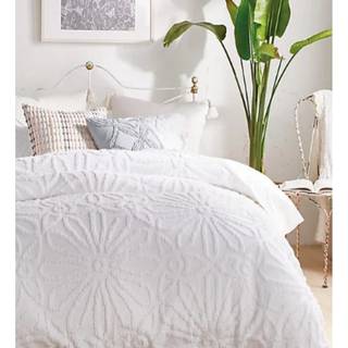 PERI HOME 100% COMTON THEYER OG SHAM SET (White Chenille Medallion Full/Queen)