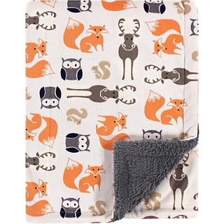 Hudson Baby Unisex Baby Plush Mink og Sherpa Blanket Boy Forest One St?rrelse