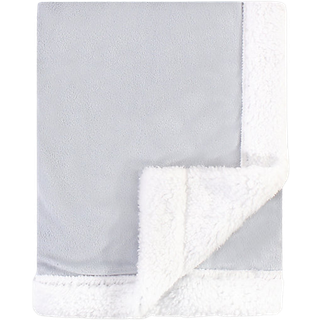 Hudson baby unisex baby plys mink og sherpa t?ppe gr? hvid en st?rrelse