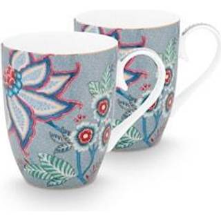 PIP Studio Flower Festival krus 35 cl 2-pak, blå