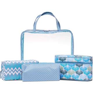 Studio 4-part cosmetic bag set in blue and transpa