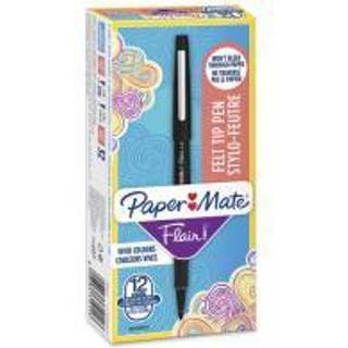 Paper Mate Flair Felt Tip Pens | Medium spids (0,7 mm) | Sort | 12 styk