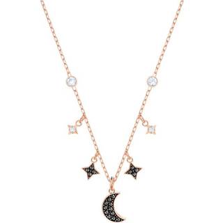 Symbolica Halskette, Mond und Stern, Schwarz, Roségold-Legierungsschicht
